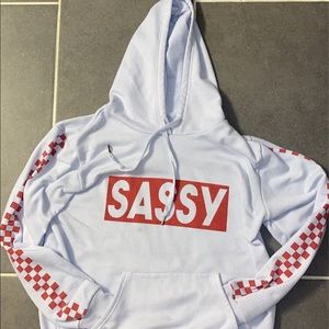 “sassy” checkered hoodie